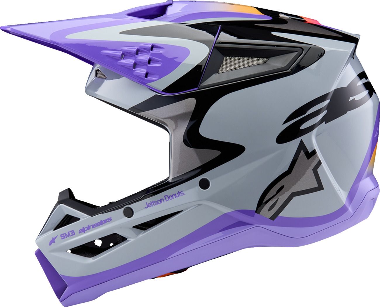 Alpinestars Youth SM3 Jettson Helmet Gloss Black/Gray/Purple Small - Image 3