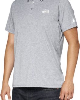 100 Percent Corpo Polo Shirt Heather Gray White Men's Large