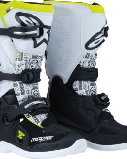 Moose Offroad Youth Tech 7S Boots White/Yellow/Black Size 5