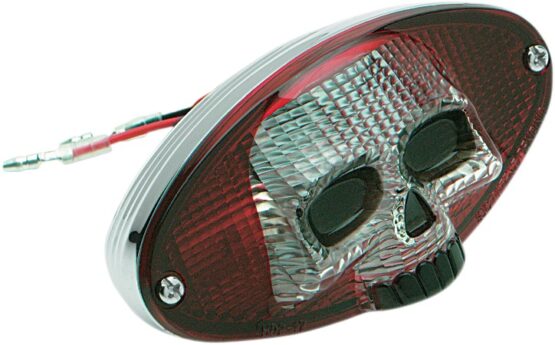 Drag Specialties Skull Taillight Red Clear Chrome Cat-Eye Style