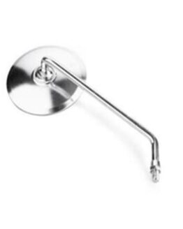 Motorcycle Round Stainless Steel Mirror - 10" Stem - Right