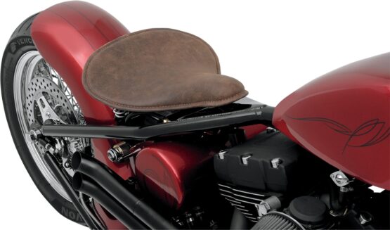 Drag Specialties Spring Solo Seat Large Low-Profile Brown Perimeter Stitch - Image 2