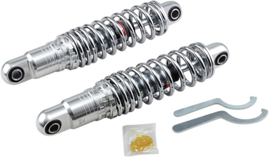 Drag Specialties 12in Premium Ride-Height Adjustable Shocks Chrome Heavy Duty