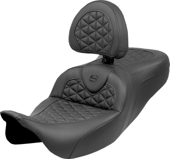 Saddlemen RoadSofa Tri Gripper Extended Reach Seat w/Backrest For Harley FLH/FLT 08-25