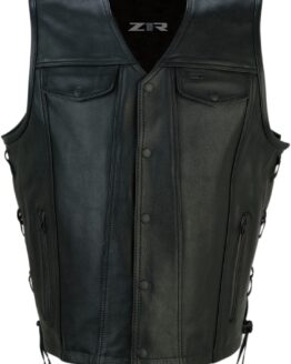 Z1R Gaucho Leather Vest Black 5XL Men's