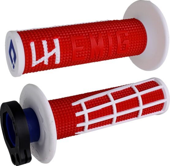ODI Emig 2.0 V2 Lock-On Grips Red/White For 7/8" Bars - Image 2