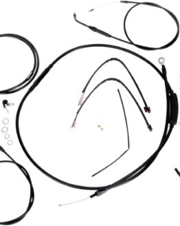 Extended Black Control Cable Kit For Softails - 14" tall bars (non-ABS)