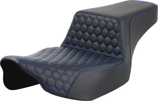 Saddlemen Step-Up Seat Extended Reach Honeycomb Blue Stitch FL 2023-2024