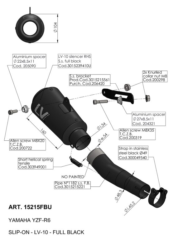 LV-10 Full Black Slip On Exhaust Muffler - Image 4
