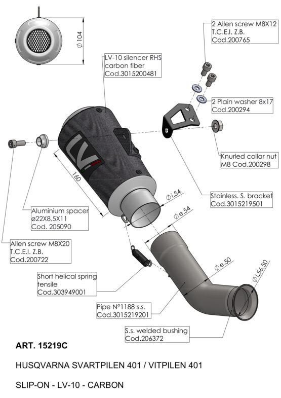 LV-10 Carbon Fiber Slip On Exhaust Muffler - Image 3