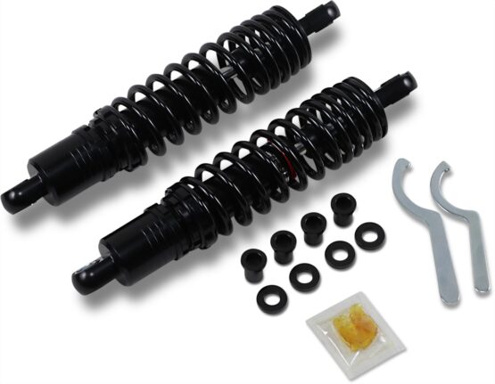 Drag Specialties 12.5in Ride-Height Adjustable Shocks Black Heavy Duty Pair