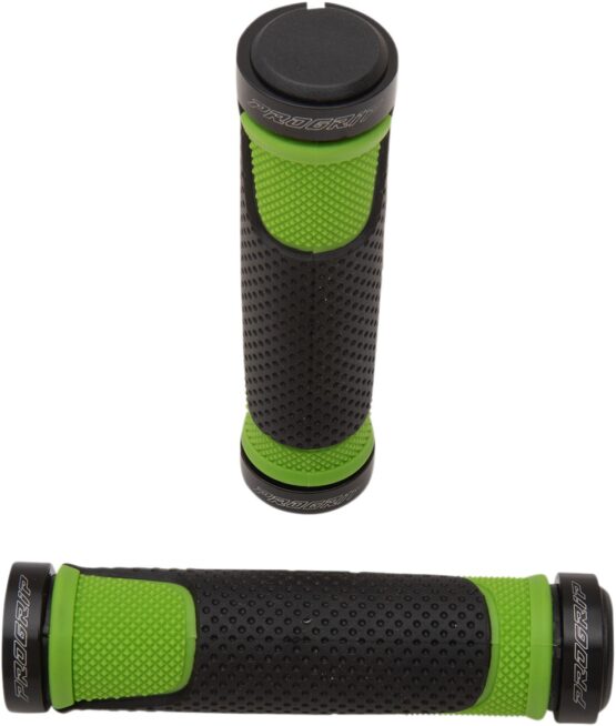 Fluorescent Green & Black 997 Lock-On Open End Locking ATV Grips w/ End Plugs - Image 2