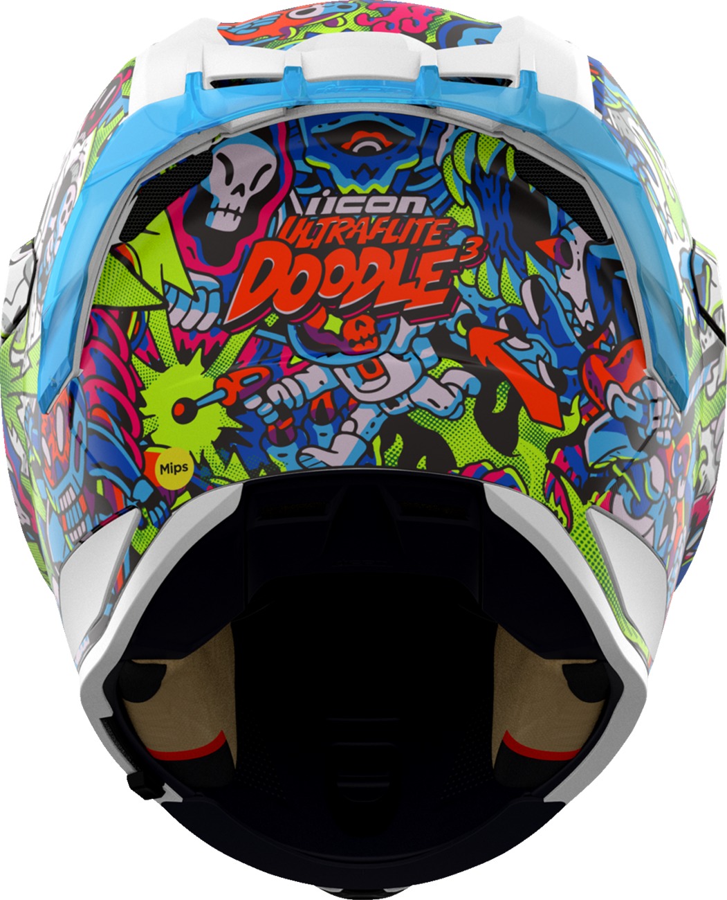 ICON Ultraflite Doodle 3 MIPS Full Face Helmet Large Multi-Blue - Image 4