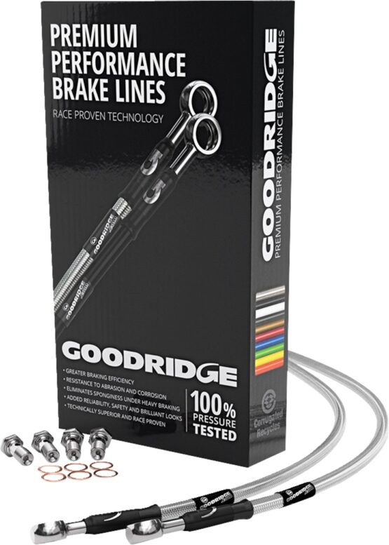 Goodridge Rear Brake Line Kit Silver For Harley Softail Models