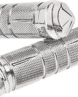 Accutronix Knurled Diamond Custom Grips Chrome 1in For Harley-Davidson