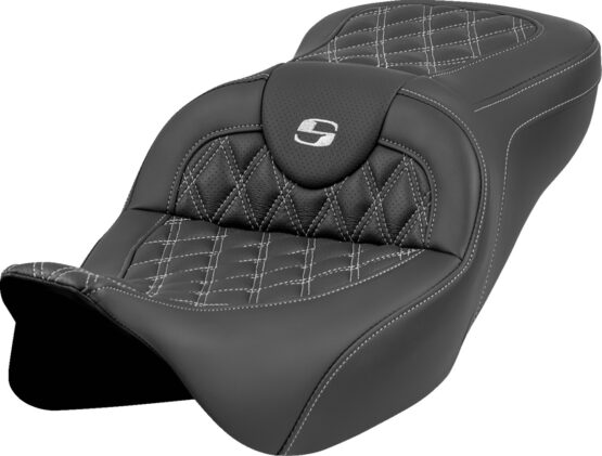 Saddlemen Roadsofa Seat Lattice Silver Stitch w/o Backrest Harley FL 08-23