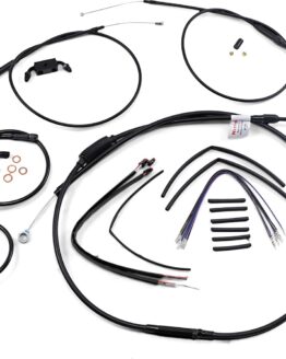 Burly 12" Black Control Cable Kit Fits 12-17 Dyna Street Bob & Super Glide