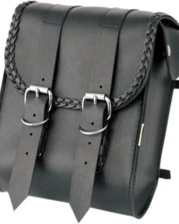 Willie & Max Braided Sissy Bar Bag 8"x10"x4.5" Black Synthetic Leather