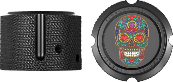 FIGURATI DESIGNS Front Axle Nut Cover Sugar Skull Black Harley-Davidson - Image 3