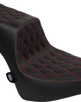 Drag Specialties Performance Predator 2-Up Seat Black/Red For Harley FLST 00-17