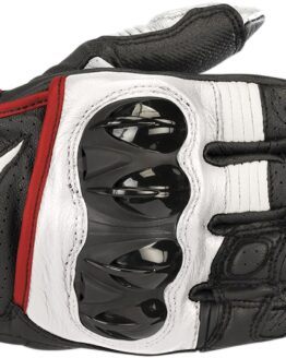 Celer V2 Leather Motorcycle Gloves Black/White/Red Medium