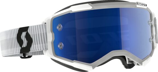 Scott Fury Goggles White Blue Chrome Lens Adult Unisex