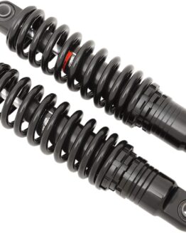 Drag Specialties 12in Black Ride-Height Adjustable Shocks for Harley Dyna
