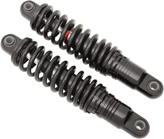 Drag Specialties 12in Black Ride-Height Adjustable Shocks for Harley Dyna