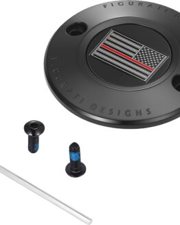 FIGURATI DESIGNS Timing Cover 2 Hole Red Line Flag Black For Harley-Davidson