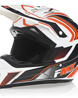 FMX N-600 Youth Small Motocross Helmet, White & Orange, Double D Closure, DOT