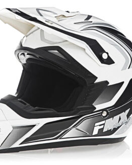 FMX N-600 2X-Large Motocross Helmet, White & Silver, Double D Closure, DOT