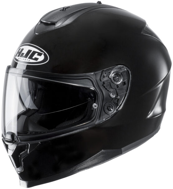 C70 Solid Black Full-Face Street Motorcycle Helmet Large