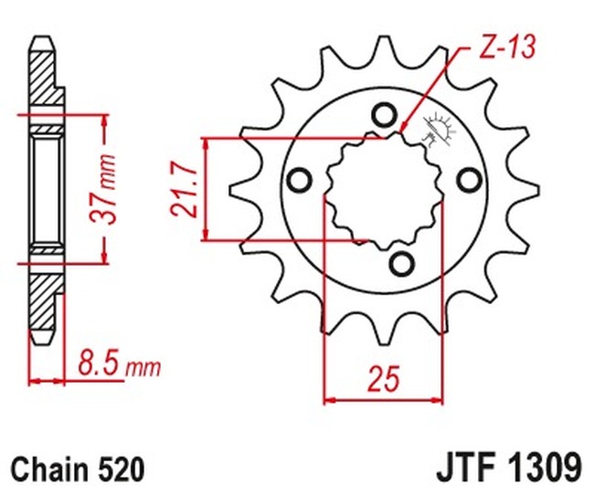 Steel Front Countershaft Sprocket - 14 Teeth 520 Pitch - Image 3