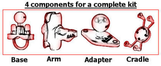 Ram Kit - Brake or Clutch Resevoir Mount w/ X-Grip Cell Phone Holder - Image 2