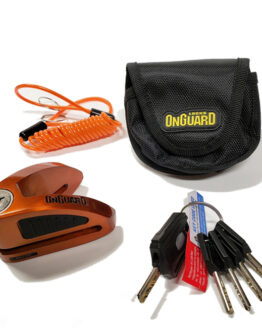 On Guard Locks Boxer Disc Lock Orange - 8mm Pin with Pouch & Reminder