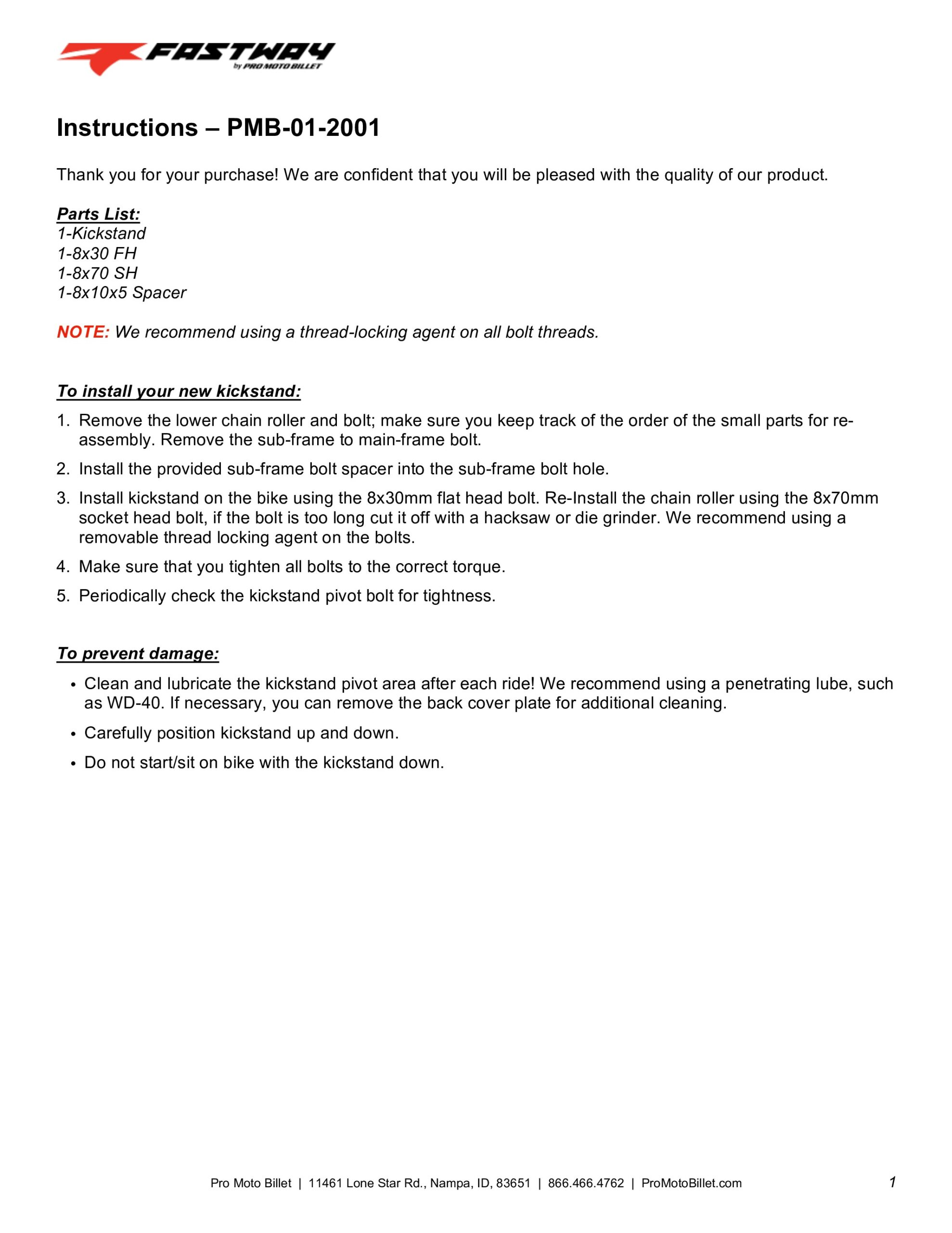 Pro Moto Billet Kickstand Fits 03-08 Kawasaki KX125 KX250 - Image 4