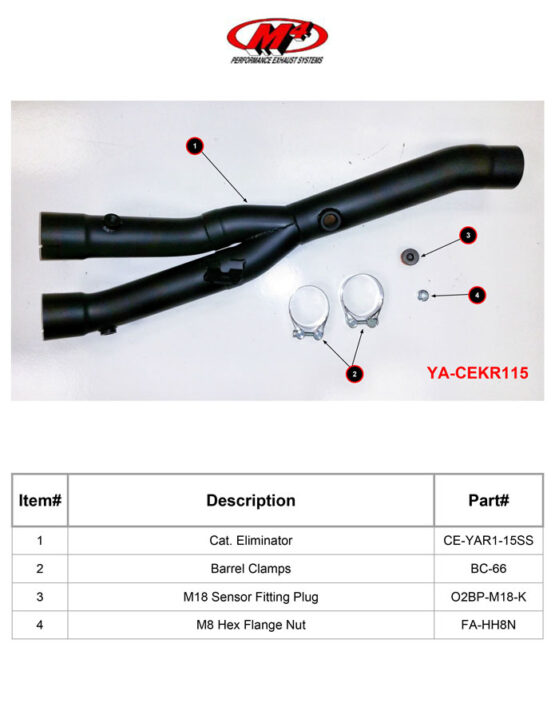 M4 Black Ceramic Stainless Mid Pipe Fits Yamaha R1 - Image 2