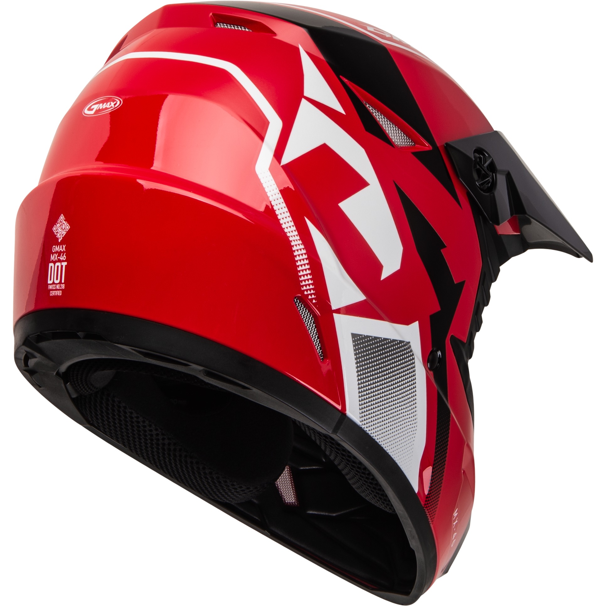 GMAX MX-46 Compound Helmet Red/Black/White Large Offroad - Image 4