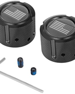 Figurati Designs Front Axle Nut Covers Black American Flag Harley-Davidson