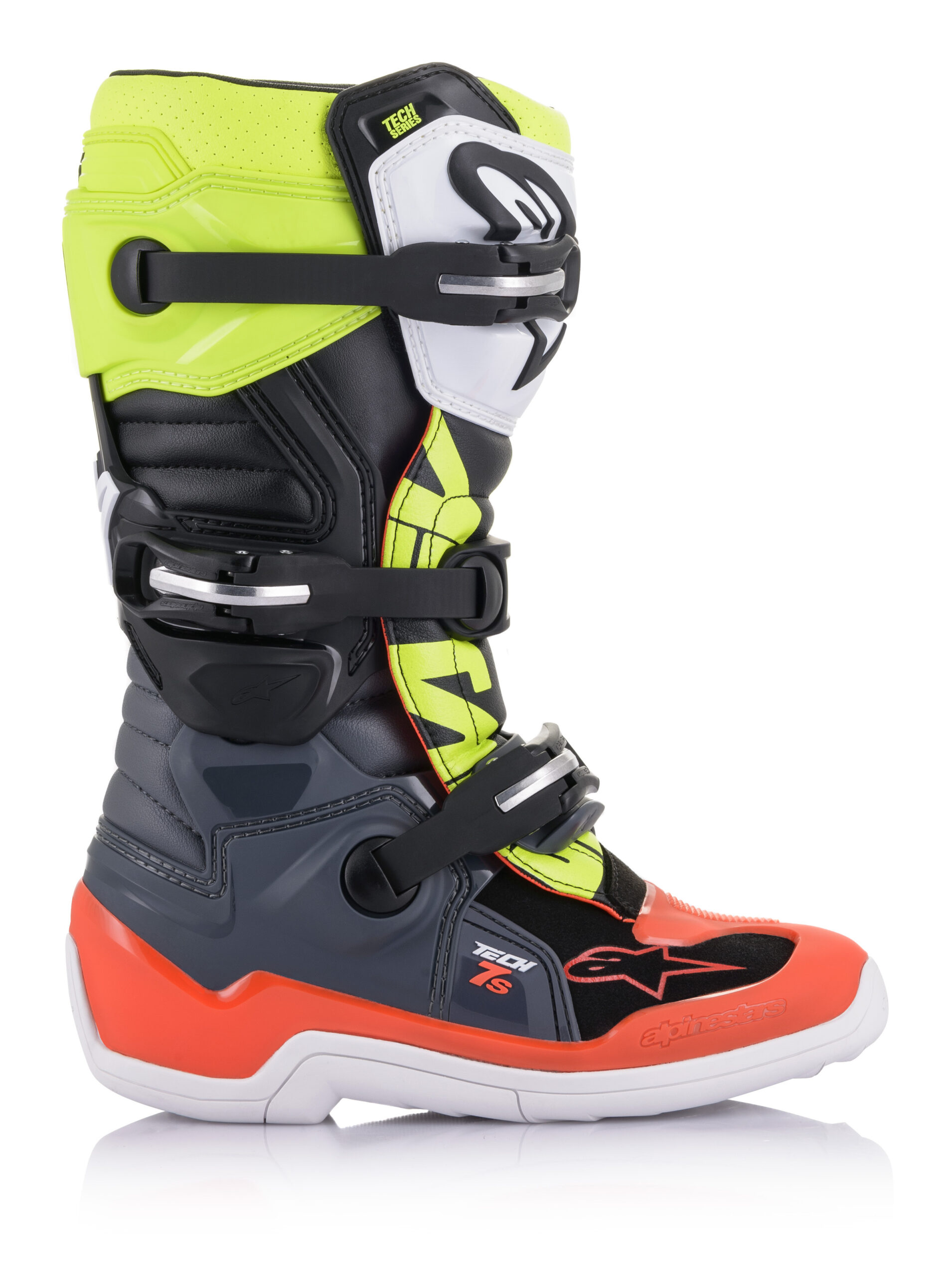 Alpinestars Youth Tech 7S Boots Black Gray Red White Yellow US 3 - Image 6