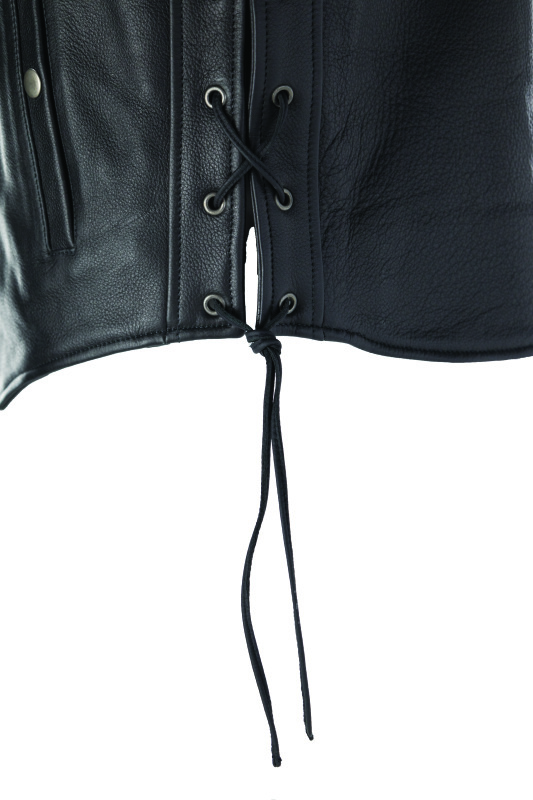 Kuryakyn Old Skool Leather Vest Black Large Men's - Image 12