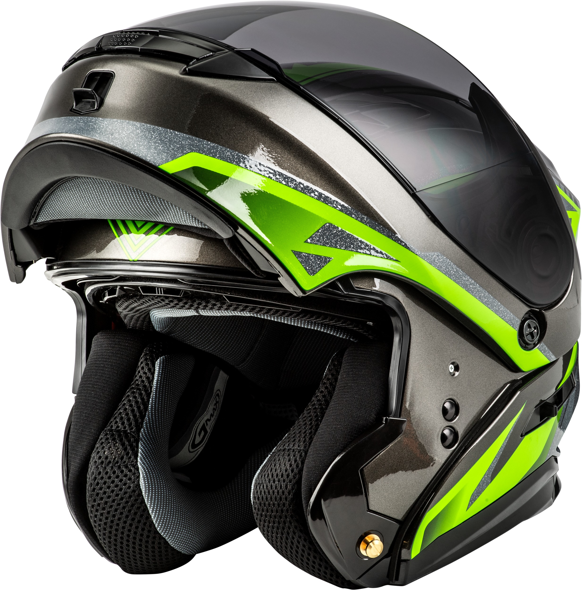 GMAX MD-01 Volta Modular Helmet Black/Silver/Green Small - Image 5
