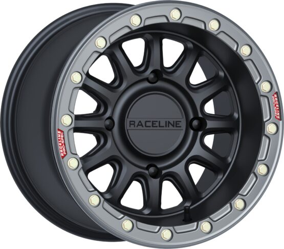 Raceline Alpha 15x10 4x156 +10 Beadlock Wheel Black Gunmetal Ring