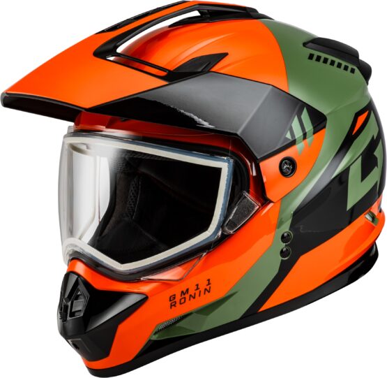 GMAX GM-11 Ronin Helmet Orange/Green/Black Small
