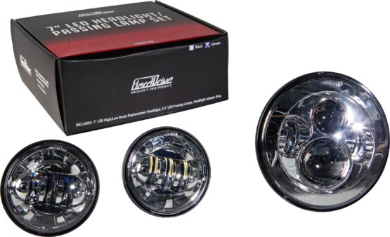 HardDrive LED Headlight and Passing Lamp Set Chrome - Image 3