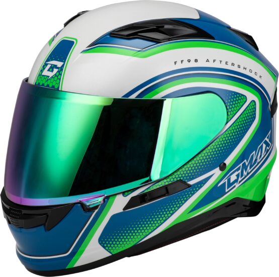 GMAX FF-98 Aftershock Full Face Helmet White/Neon Green XL