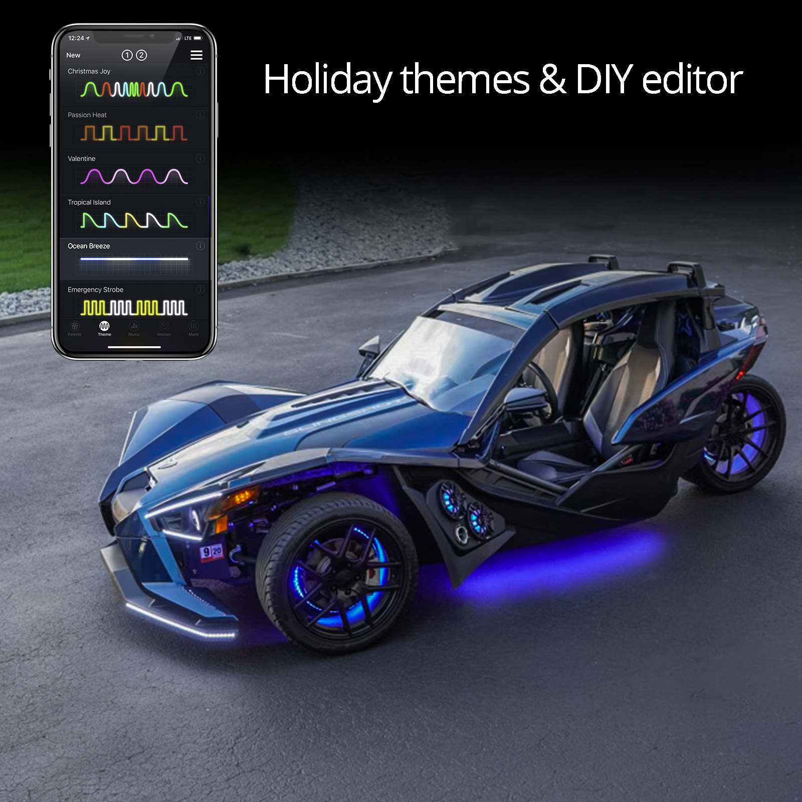 XK Glow LED Underglow Light Kit w/ App Controller Fits Polaris Slingshot - Image 3