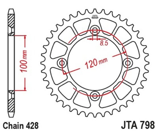 Black Aluminum Rear Sprocket - 49 Teeth 428 Pitch - Image 2