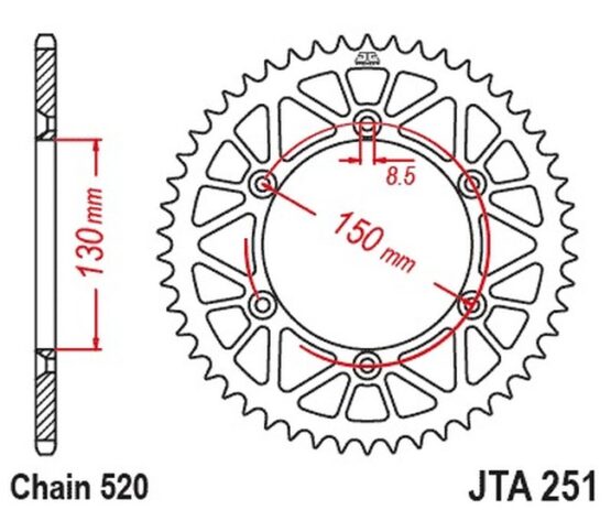 Blue Aluminum Rear Sprocket - 49 Teeth 520 Pitch - Image 2