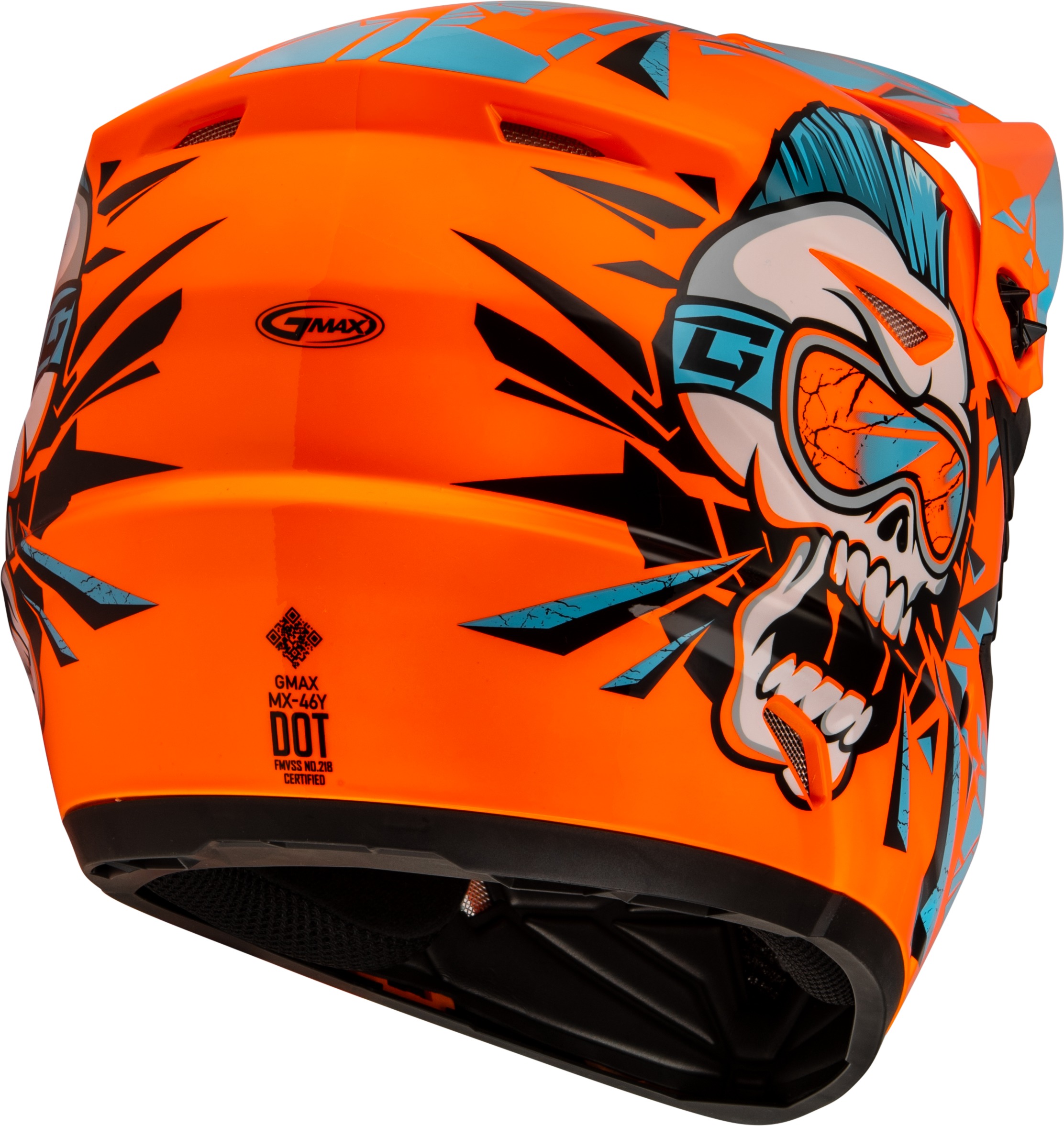 GMAX MX-46Y Unstable Youth Helmet Hi Vis Orange/Blue Small - Image 4
